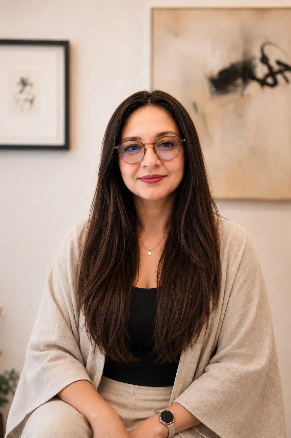 Retrato editorial de Verónica Madrigal en un espacio de arte